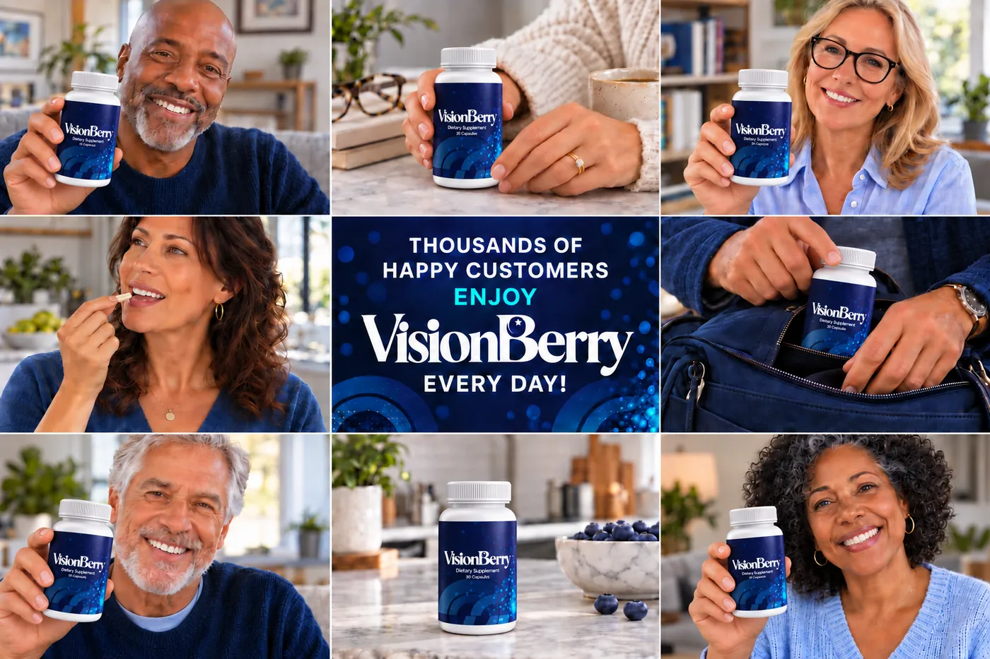 VisionBerry customers holding their bottles